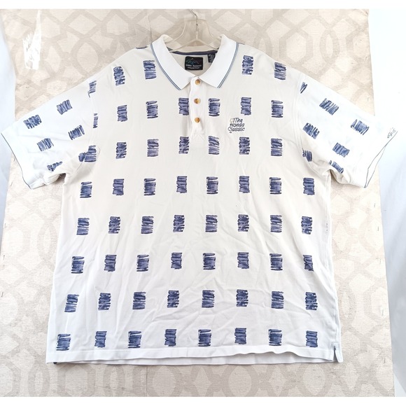 Greg Norman Collection Other - Greg Norman Collection Mens XXL White Blue Print Polo Shirt Honda Classic